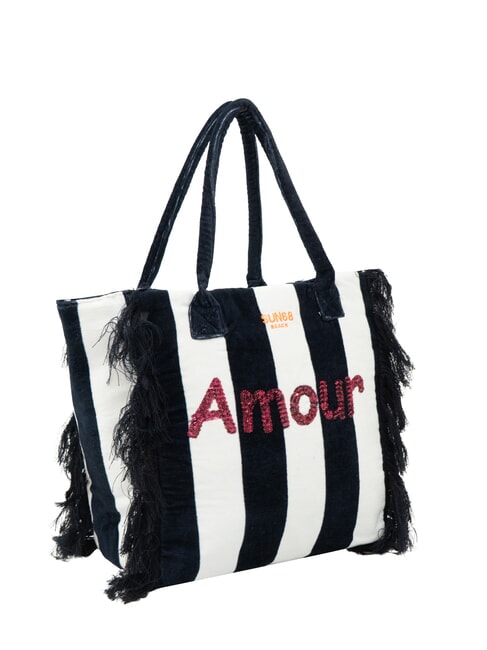 FANCY SPONGE ALLOVER Geantă de plajă din pânză, de umăr albastru marin/alb crem - Genți femei