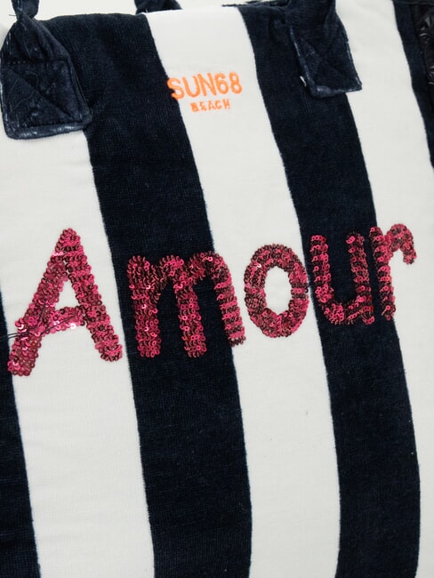 FANCY SPONGE ALLOVER Geantă de plajă din pânză, de umăr albastru marin/alb crem - Genți femei