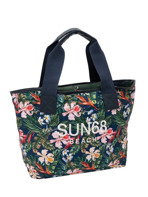 LOGO BEACH Geanta de plaja din panza albastru marin/fuchsia - Genți femei