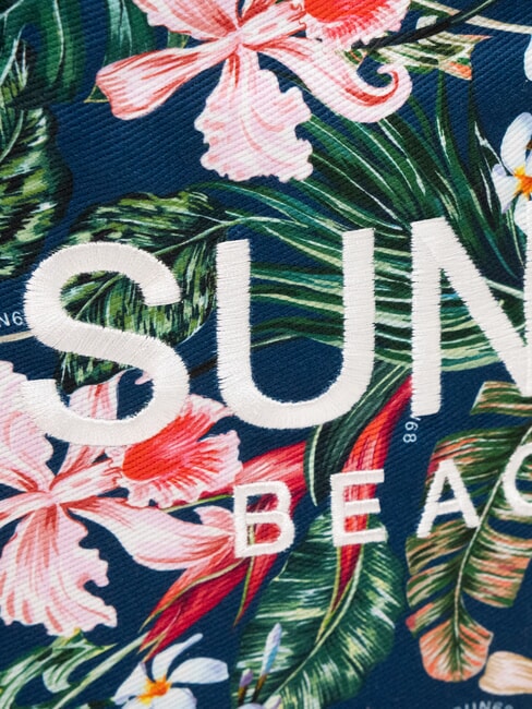 LOGO BEACH Geanta de plaja din panza albastru marin/fuchsia - Genți femei