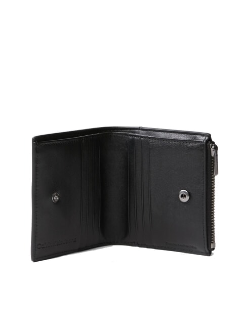 SCULPTED IMPRESS Portofel mini din piele pe negru - Portofele bărbați