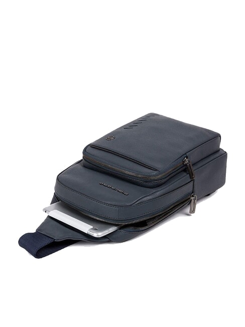 CAMPIONARIO -  NABUCCO Rucsac din piele cu un singur umăr albastru - Rucsacuri pentru laptop