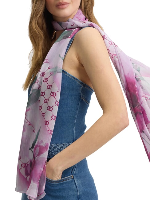 FLOWER Eșarfă în acuarelă sangrie - Eșarfe