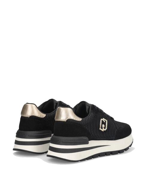 AMAZING 25 Teniși din piele întoarsă și plasă negru/aur deschis - Pantofi femei