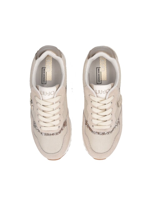 MAXI WONDER LOW 02 Teniși cu sclipici și plasă frânghie/auriu deschis - Pantofi femei