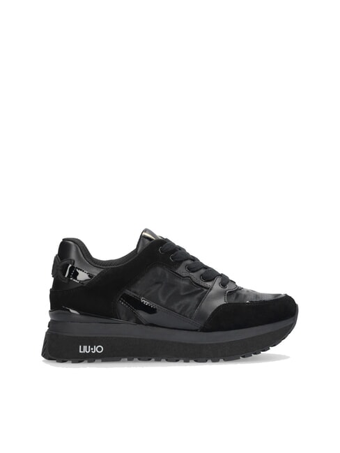 MAXI WONDER 91 Teniși cu platformă și inserții din piele lăcuită negru - Pantofi femei