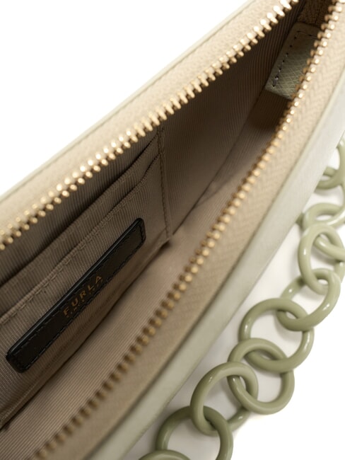 SFERA Geantă din piele Ares cu mâner din lanț salvie ușoară - Genți femei