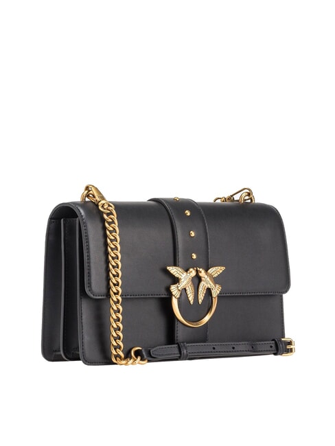 LOVE ONE CLASSIC Geantă de umăr din piele cu clapă aur negru-vechi - Genți femei