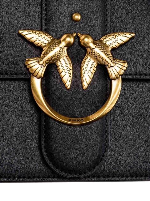 LOVE ONE CLASSIC Geantă de umăr din piele cu clapă aur negru-vechi - Genți femei