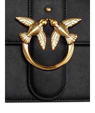 PINKO LOVE ONE CLASSIC Geantă de umăr din piele cu clapă aur negru-vechi - Genți femei - 4