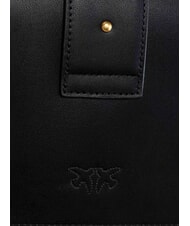 PINKO LOVE ONE CLASSIC Geantă de umăr din piele cu clapă aur negru-vechi - Genți femei - 5