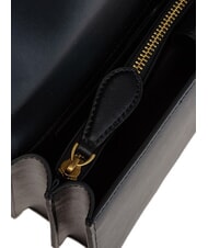 PINKO LOVE ONE CLASSIC Geantă de umăr din piele cu clapă aur negru-vechi - Genți femei - 6