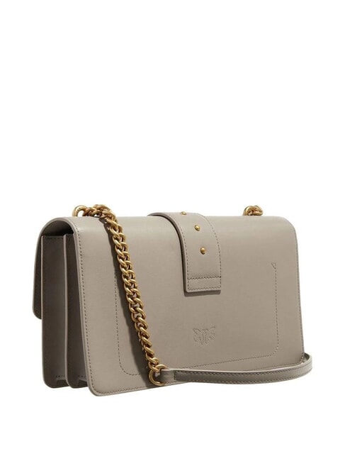 LOVE ONE CLASSIC Geantă de umăr din piele cu clapă nuc-aur antic - Genți femei