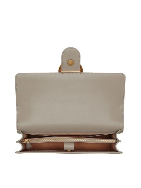 LOVE ONE CLASSIC Geantă de umăr din piele cu clapă nuc-aur antic - Genți femei