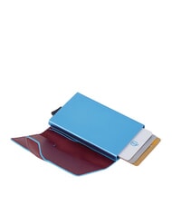 PIQUADRO BLUE SQUARE Suport card de credit din piele si metal RED - Portofele bărbați - 2