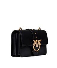 PINKO LOVE ONE CLASSIC Geantă de umăr mini din piele aur negru-vechi - Genți femei - 2