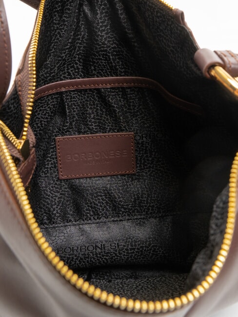 BRIDLE MEDIUM HOBO Geantă Hobo medie din piele Nappa castan/ciupercă - Genți femei