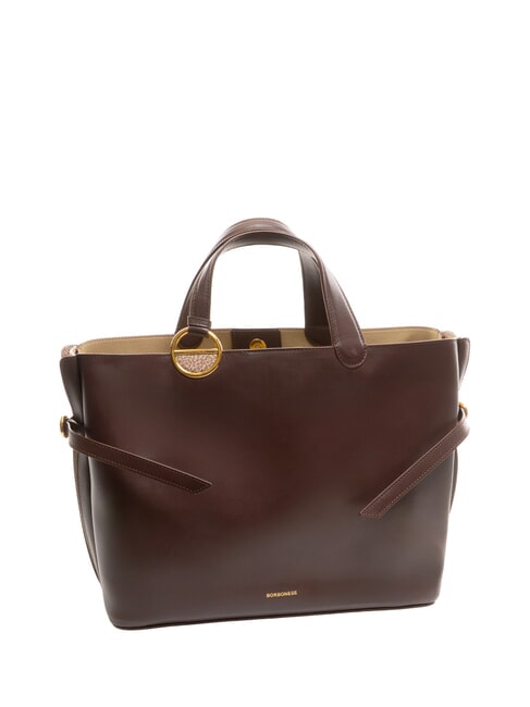 BRIDLE MEDIUM SHOPPER Geantă medie din piele nappa castan/ciupercă - Genți femei