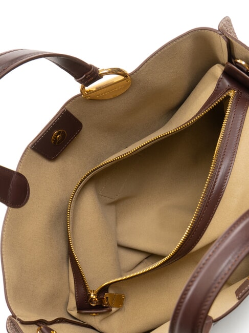 BRIDLE MEDIUM SHOPPER Geantă medie din piele nappa castan/ciupercă - Genți femei