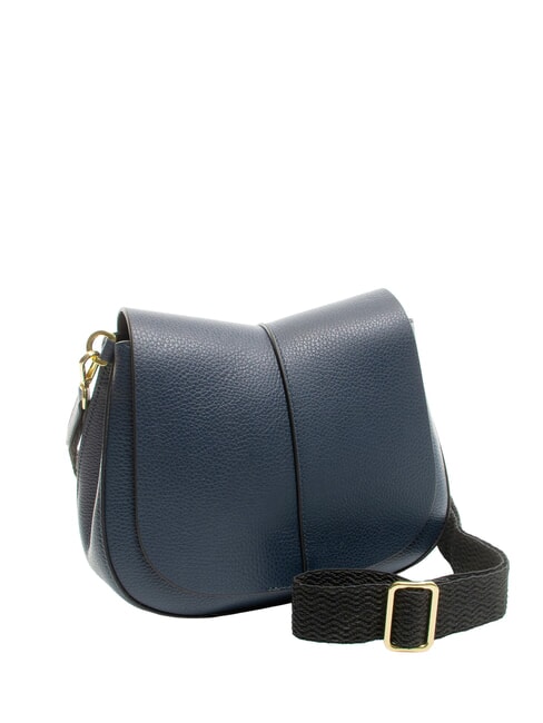 HELENA ROUND Geantă din piele cu curea dublă de umăr BLUE - Genți femei