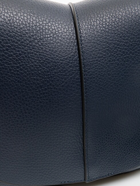 HELENA ROUND Geantă din piele cu curea dublă de umăr BLUE - Genți femei