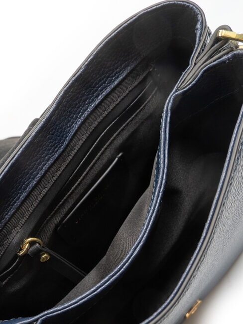 HELENA ROUND Geantă din piele cu curea dublă de umăr BLUE - Genți femei