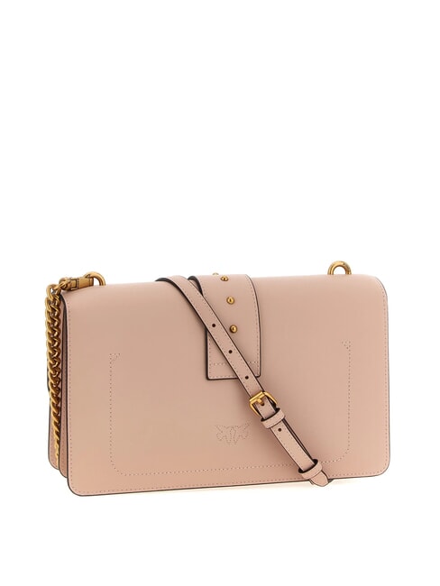 LOVE ONE CLASSIC Geantă de umăr din piele cu clapă pulbere-aur antic - Genți femei