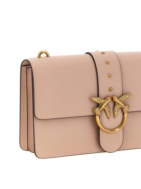 LOVE ONE CLASSIC Geantă de umăr din piele cu clapă pulbere-aur antic - Genți femei