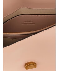 PINKO LOVE ONE CLASSIC Geantă de umăr din piele cu clapă pulbere-aur antic - Genți femei - 4