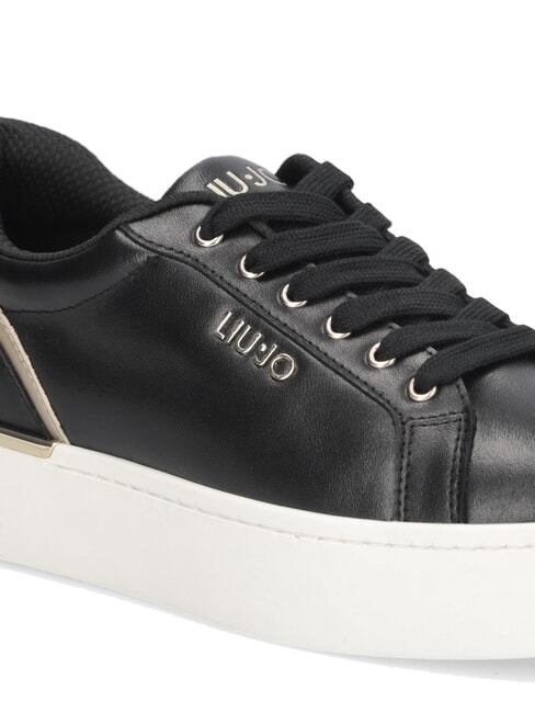 PRETTY 06 Teniși din piele cu platformă negru/aur deschis - Pantofi femei