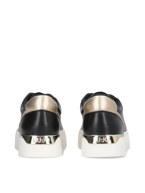 PRETTY 06 Teniși din piele cu platformă negru/aur deschis - Pantofi femei