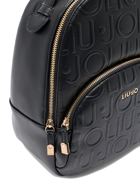 MANHATTAN Rucsac mediu cu logo în relief BLACK - Genți femei