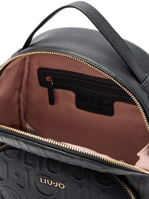 MANHATTAN Rucsac mediu cu logo în relief BLACK - Genți femei