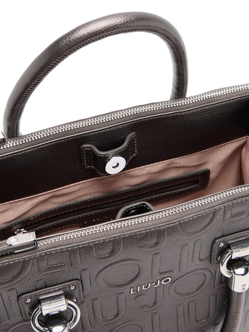 MANHATTAN Geantă medie tip ghiozdan cu logo antracit met. - Genți femei