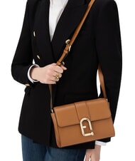 FURLA URBAN Geantă mică de umăr din piele coniac - Genți femei - 5