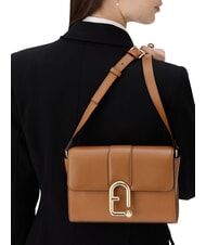 FURLA URBAN Geantă mică de umăr din piele coniac - Genți femei - 6