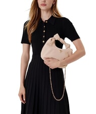 GUESS ISOTTA Geantă din piele întoarsă cu lanț pur și simplu taupe - Genți femei - 5