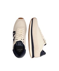 ARMANI EXCHANGE ROYALE SUEDE AIR MESH Teniși din piele cu logo AX alb-gălbui + bleumarin - Pantofi bărbați - 3