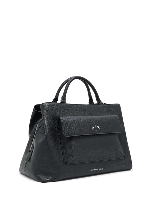 NICOLE Geantă de mână cu buzunar și curea de umăr negru - Genți femei