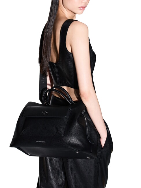 NICOLE Geantă de mână cu buzunar și curea de umăr negru - Genți femei