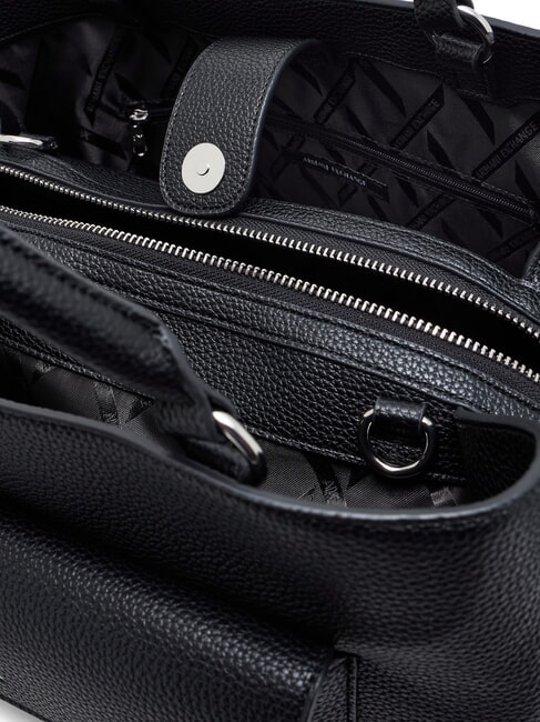 NICOLE Geantă de mână cu buzunar și curea de umăr negru - Genți femei