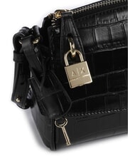 ARMANI EXCHANGE JANE CROCO Geantă de umăr cu imprimeu de crocodil negru - Genți femei - 3