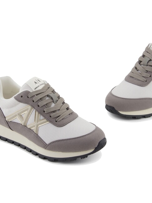 DROP MICROSUEDE Teniși cu logo lateral bas brun + alb-gălbui - Pantofi femei