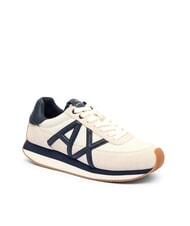 ARMANI EXCHANGE ROYALE SUEDE AIR MESH Teniși din piele cu logo AX alb-gălbui + bleumarin - Pantofi bărbați - 2