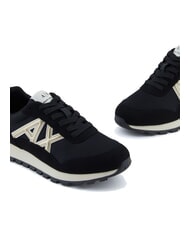 ARMANI EXCHANGE DROP MICROSUEDE Teniși cu logo lateral negru/auriu pal - Pantofi femei - 4