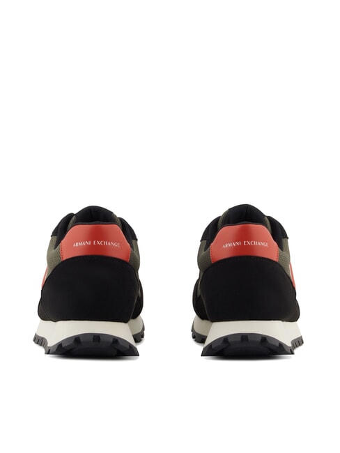 DROP MICROSUEDE Teniși cu logo contrastant noapte de măsline negre și dovleac - Pantofi bărbați