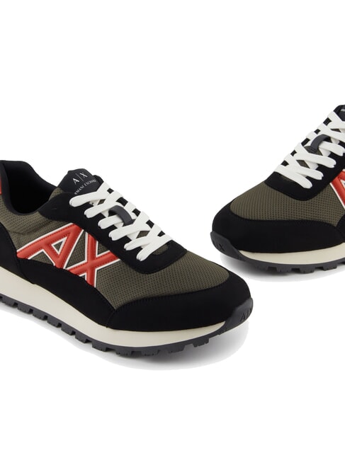 DROP MICROSUEDE Teniși cu logo contrastant noapte de măsline negre și dovleac - Pantofi bărbați