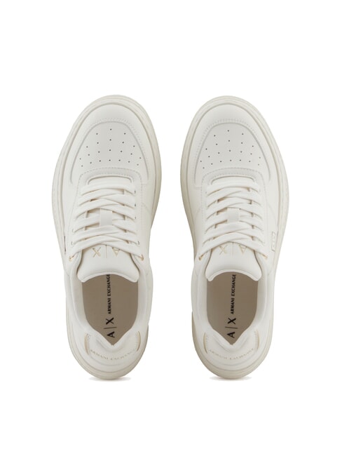 JANE Teniși cu platformă alb-gălbui + auriu pal - Pantofi femei