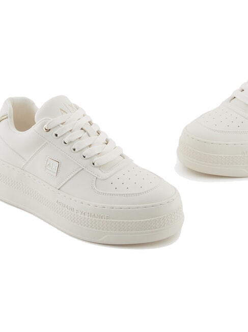 JANE Teniși cu platformă alb-gălbui + auriu pal - Pantofi femei