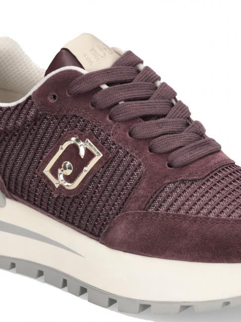 AMAZING 25 Teniși din piele &icirc;ntoarsă și plasă purpuriu/auriu deschis - Pantofi femei